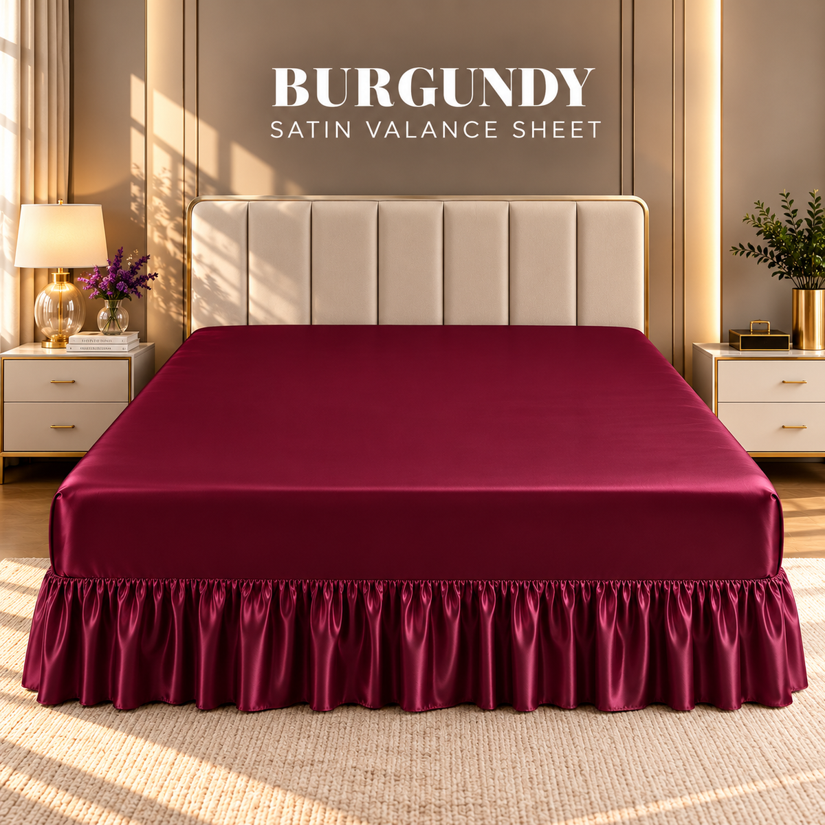Hadi London Luxury Satin Valance Bed Sheet – Silky Soft Bed Base Cover | Single Double King