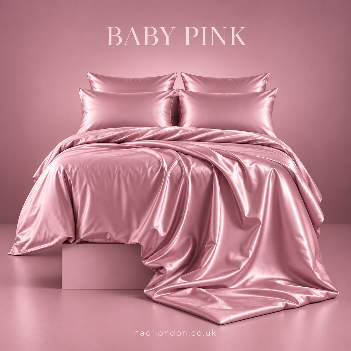 HADI LONDON Luxury Satin Bedding Set 4/6 Piece – Duvet Cover, Fitted Sheet & Pillowcases | Single Double King Super King