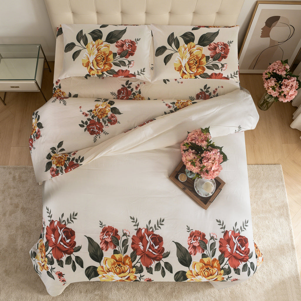 Hadi London 4 Piece Microfibre Bedding Set – Soft Duvet Cover, Fitted Sheet & Pillowcases | Single Double King Super King