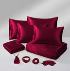 Hadi London Luxury 10 Piece Satin Bedding Set – Silky Duvet Cover, Sheet, Pillowcases & Beauty Sleep Accessories