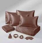 Hadi London Luxury 10 Piece Satin Bedding Set – Silky Duvet Cover, Sheet, Pillowcases & Beauty Sleep Accessories