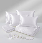 Hadi London Luxury 10 Piece Satin Bedding Set – Silky Duvet Cover, Sheet, Pillowcases & Beauty Sleep Accessories