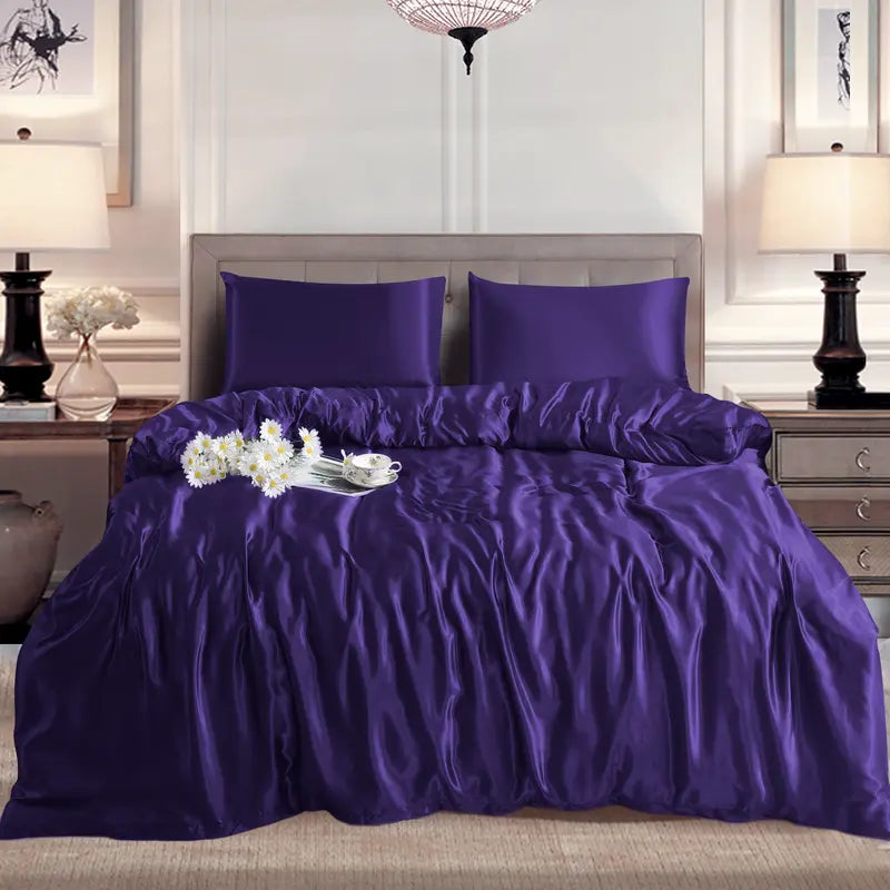 Hadi London 3 Piece Luxury Satin Duvet Cover Set – Silky Soft Bedding with Pillowcases | Single Double King