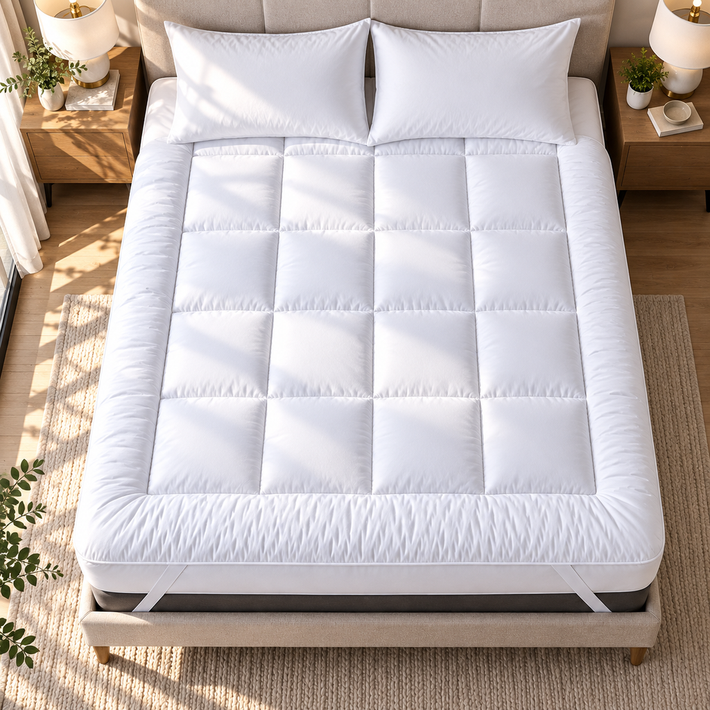 Hadi London Extra Thick 10cm Mattress Topper – Luxury Hollowfibre Soft Bed Topper | Single Double King Super King