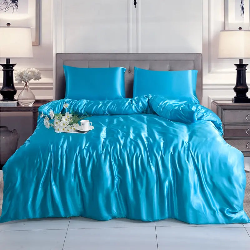 Hadi London 3 Piece Luxury Satin Duvet Cover Set – Silky Soft Bedding with Pillowcases | Single Double King