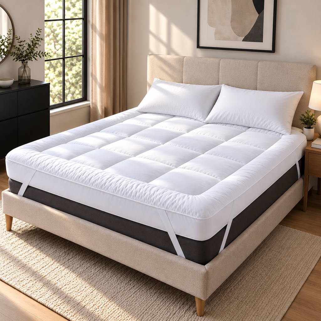 Hadi London Extra Thick 10cm Mattress Topper – Luxury Hollowfibre Soft Bed Topper | Single Double King Super King