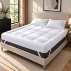 Hadi London Extra Thick 10cm Mattress Topper – Luxury Hollowfibre Soft Bed Topper | Single Double King Super King
