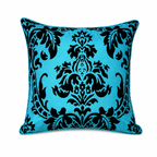 Hadi London Luxury Flock Cushion Cover 17x17" – Damask Decorative Sofa & Bed Pillow Cover