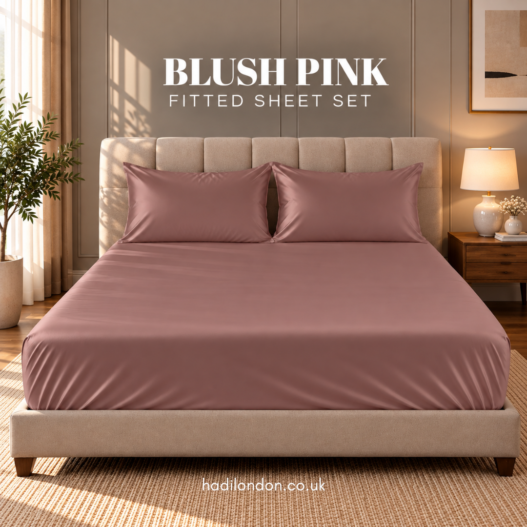 Hadi London Luxury Satin Fitted Sheet Set – 40cm Extra Deep Bed Sheet with Pillowcases | Single Double King