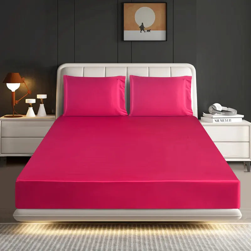 Hadi London Luxury Satin Fitted Sheet Set – 40cm Extra Deep Bed Sheet with Pillowcases | Single Double King