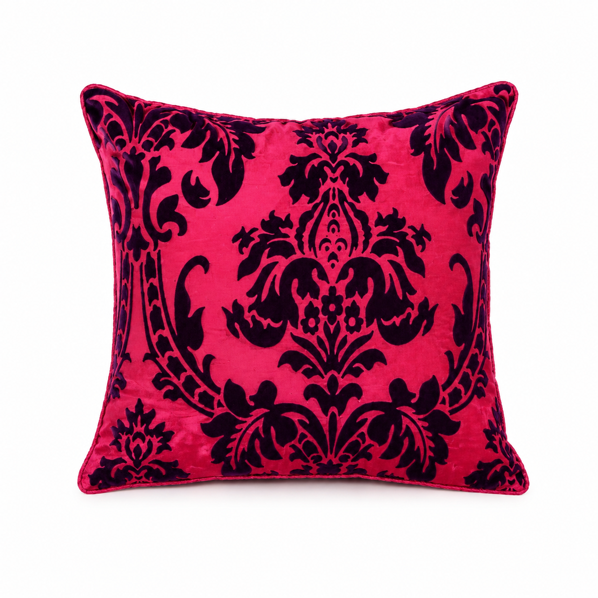 Hadi London Luxury Flock Cushion Cover 17x17" – Damask Decorative Sofa & Bed Pillow Cover