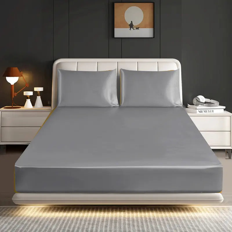 Hadi London Luxury Satin Fitted Sheet Set – 40cm Extra Deep Bed Sheet with Pillowcases | Single Double King