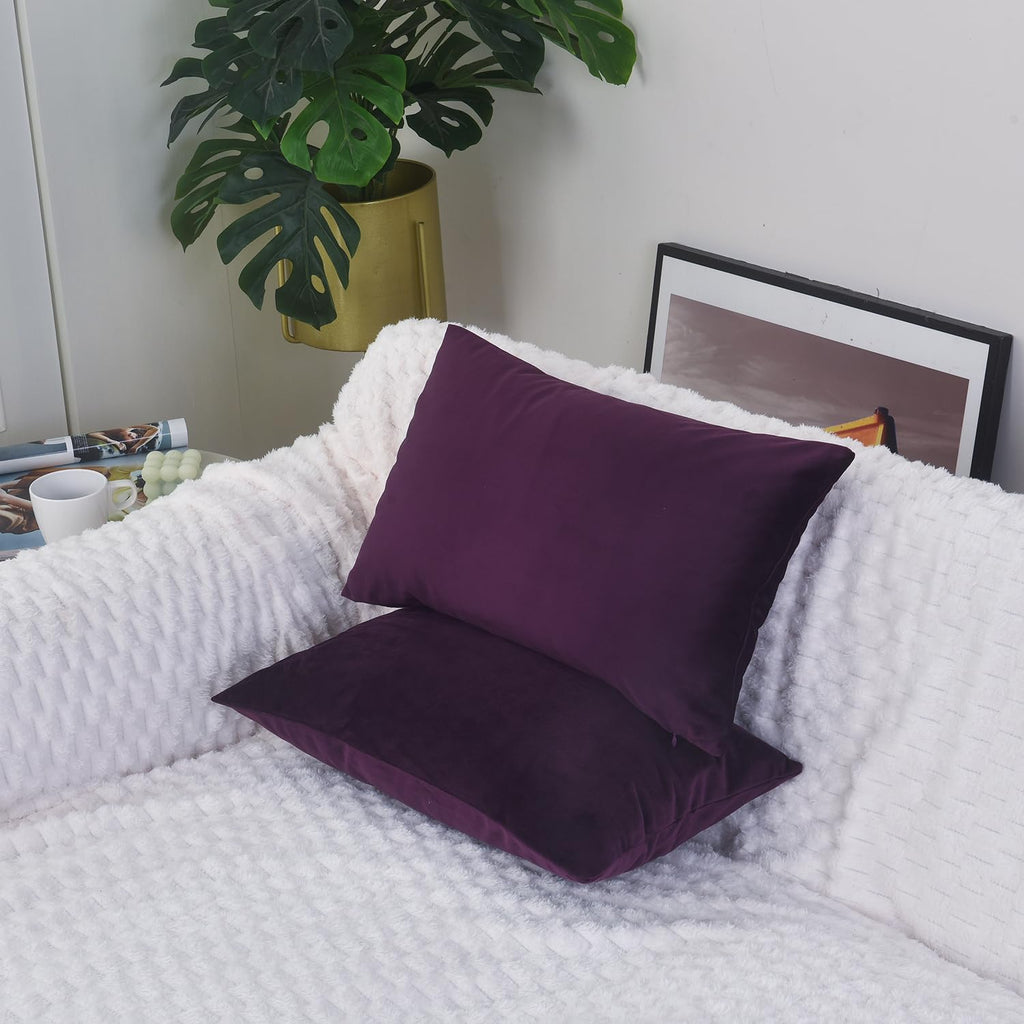 Hadi London Luxury Velvet Cushion Cover 30x51cm – Soft Rectangular Lumbar Pillow Cover for Sofa & Bed