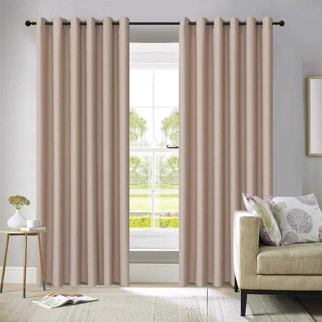 Blackout Curtains Pair, Thermal Insulated Eyelet Curtains for Bedroom & Living Room