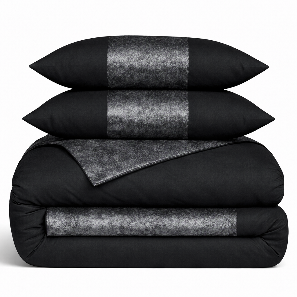 Hadi London Crushed Velvet Panel Duvet Cover Set – Luxury Soft Bedding with Matching Pillowcases