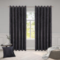 Luxury Crushed Velvet Eyelet Curtains Pair | Thermal Textured Window Curtains for Living Room & Bedroom
