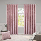 Luxury Crushed Velvet Eyelet Curtains Pair | Thermal Textured Window Curtains for Living Room & Bedroom