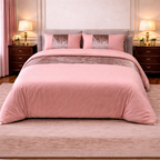 Hadi London Crushed Velvet Panel Duvet Cover Set – Luxury Soft Bedding with Matching Pillowcases