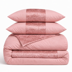 Hadi London Crushed Velvet Panel Duvet Cover Set – Luxury Soft Bedding with Matching Pillowcases