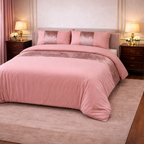 Hadi London Crushed Velvet Panel Duvet Cover Set – Luxury Soft Bedding with Matching Pillowcases