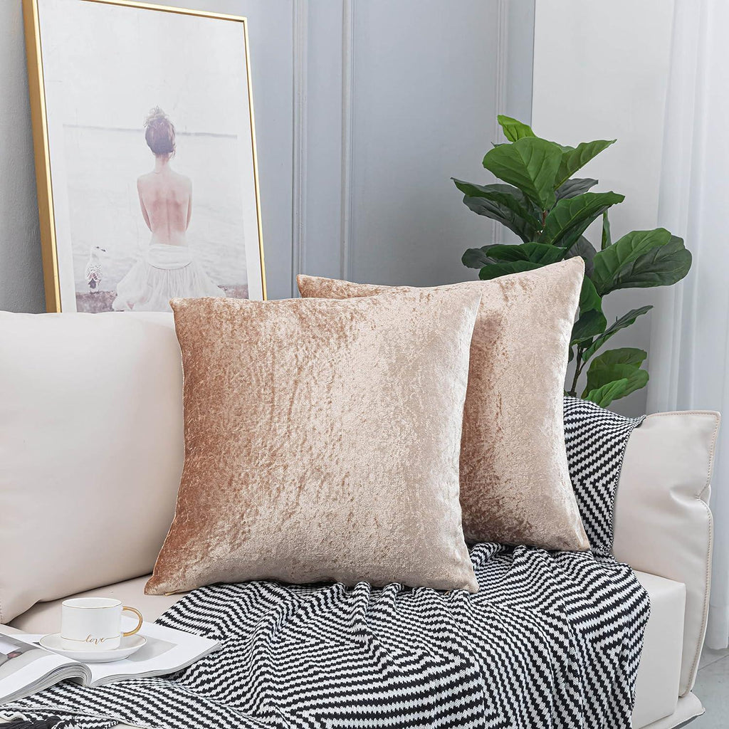 HADI LONDON Crushed Velvet Cushion Covers Pack of 2 – Soft Luxury Square Covers for Sofa & Bed | 17x17 to 24x24
