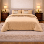 Hadi London Crushed Velvet Panel Duvet Cover Set – Luxury Soft Bedding with Matching Pillowcases
