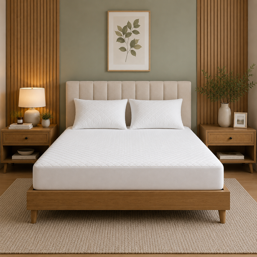 HADI LONDON Quilted Bamboo Waterproof Mattress Protector – 40cm Deep Fitted, Breathable & Silent | Single Double King Super King