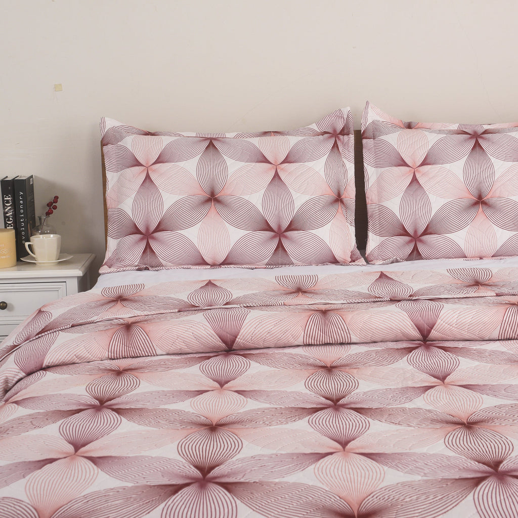 3 Piece Luxury Quilted Bedspread Set – Reversible Floral Patchwork Bedspread with Pillow Shams | Soft Microfibre Bed Throw for Double & King Size Beds