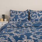 3 Piece Luxury Quilted Bedspread Set – Reversible Floral Patchwork Bedspread with Pillow Shams | Soft Microfibre Bed Throw for Double & King Size Beds