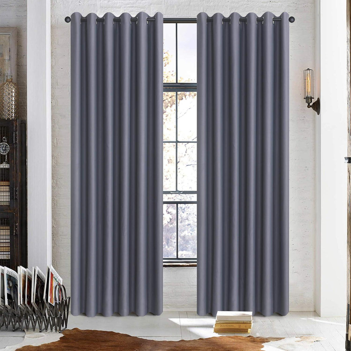 Blackout Curtains Pair, Thermal Insulated Eyelet Curtains for Bedroom & Living Room
