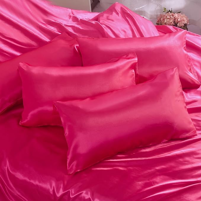 HADI LONDON Luxury Satin Bedding Set 4/6 Piece – Duvet Cover, Fitted Sheet & Pillowcases | Single Double King Super King