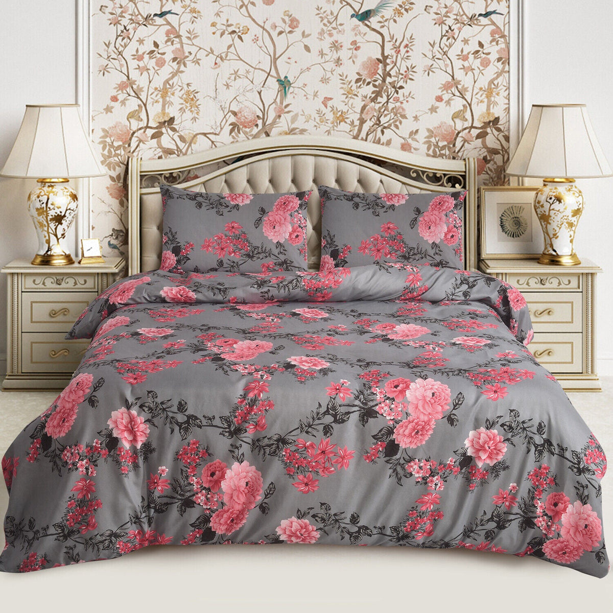 Hadi London Obsidian Marble 4 Piece Microfibre Bedding Set – Duvet Cover, Fitted Sheet & Pillowcases