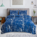 Hadi London Obsidian Marble 4 Piece Microfibre Bedding Set – Duvet Cover, Fitted Sheet & Pillowcases