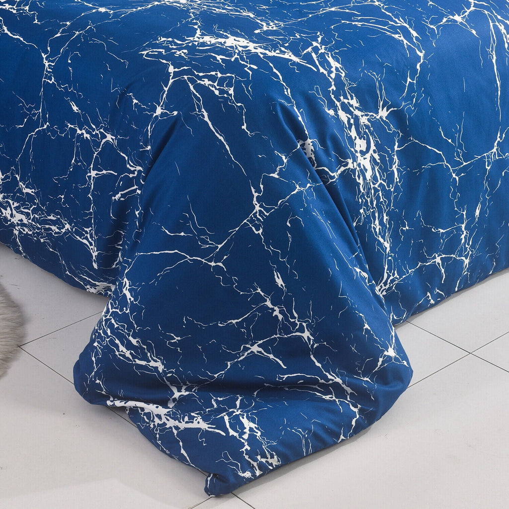 Hadi London Obsidian Marble 4 Piece Microfibre Bedding Set – Duvet Cover, Fitted Sheet & Pillowcases