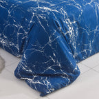 Hadi London Obsidian Marble 4 Piece Microfibre Bedding Set – Duvet Cover, Fitted Sheet & Pillowcases