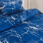 Hadi London Obsidian Marble 4 Piece Microfibre Bedding Set – Duvet Cover, Fitted Sheet & Pillowcases