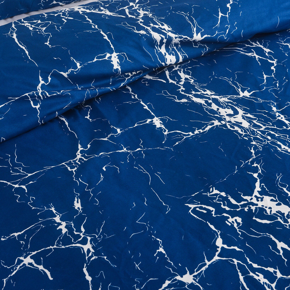 Hadi London Obsidian Marble 4 Piece Microfibre Bedding Set – Duvet Cover, Fitted Sheet & Pillowcases