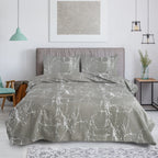 Hadi London Obsidian Marble 4 Piece Microfibre Bedding Set – Duvet Cover, Fitted Sheet & Pillowcases