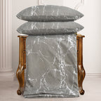 Hadi London Obsidian Marble 4 Piece Microfibre Bedding Set – Duvet Cover, Fitted Sheet & Pillowcases