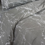 Hadi London Obsidian Marble 4 Piece Microfibre Bedding Set – Duvet Cover, Fitted Sheet & Pillowcases