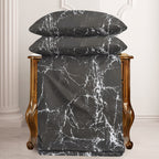 Hadi London Obsidian Marble 4 Piece Microfibre Bedding Set – Duvet Cover, Fitted Sheet & Pillowcases