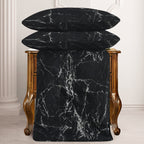 Hadi London Obsidian Marble 4 Piece Microfibre Bedding Set – Duvet Cover, Fitted Sheet & Pillowcases