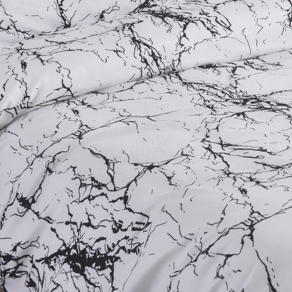 Hadi London Obsidian Marble 4 Piece Microfibre Bedding Set – Duvet Cover, Fitted Sheet & Pillowcases