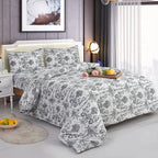Hadi London 4 Piece Microfibre Bedding Set – Reversible Duvet Cover, Fitted Sheet & Pillowcases