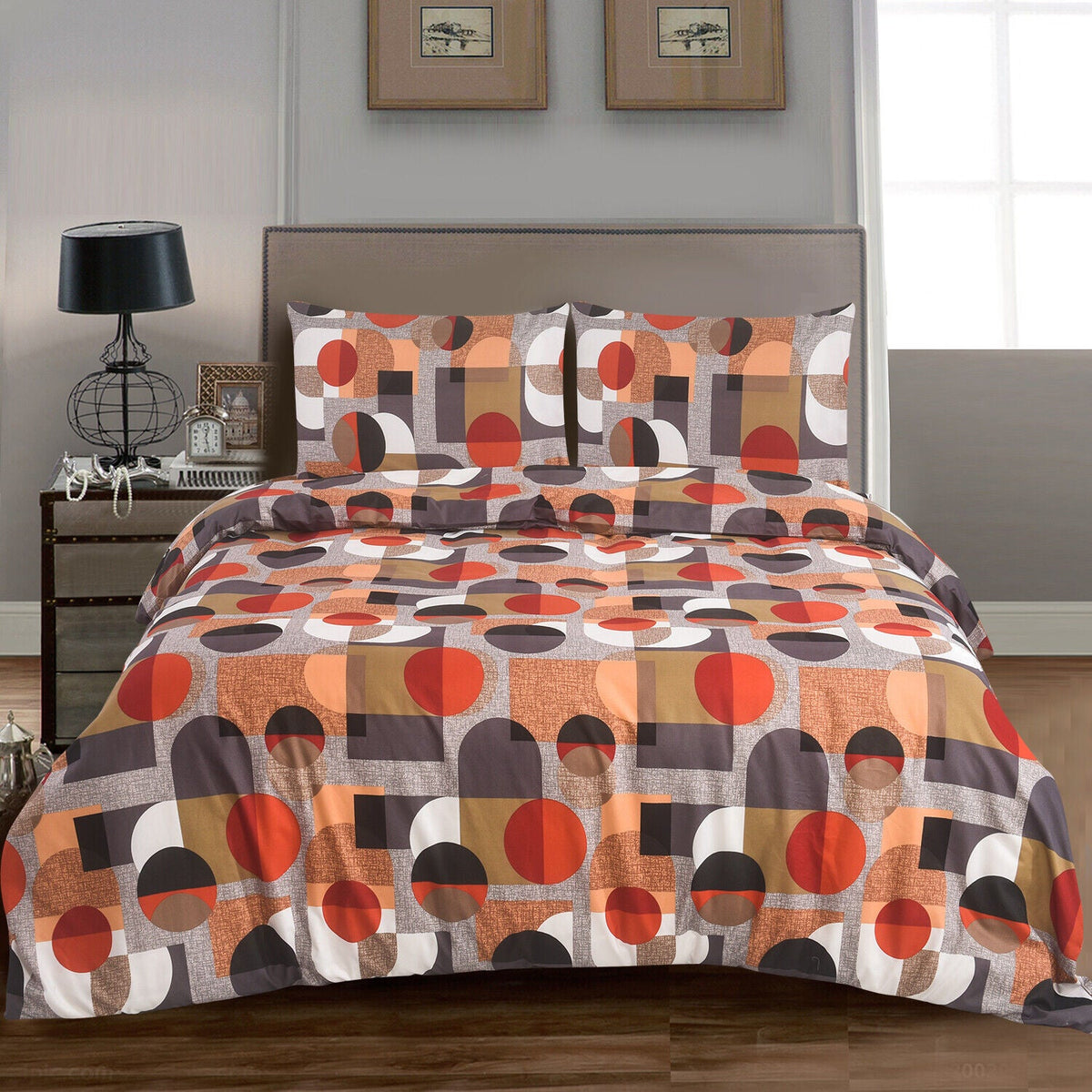 Hadi London 4 Piece Microfibre Bedding Set – Reversible Duvet Cover, Fitted Sheet & Pillowcases