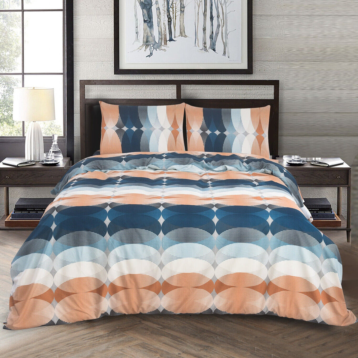 Hadi London 4 Piece Microfibre Bedding Set – Reversible Duvet Cover, Fitted Sheet & Pillowcases