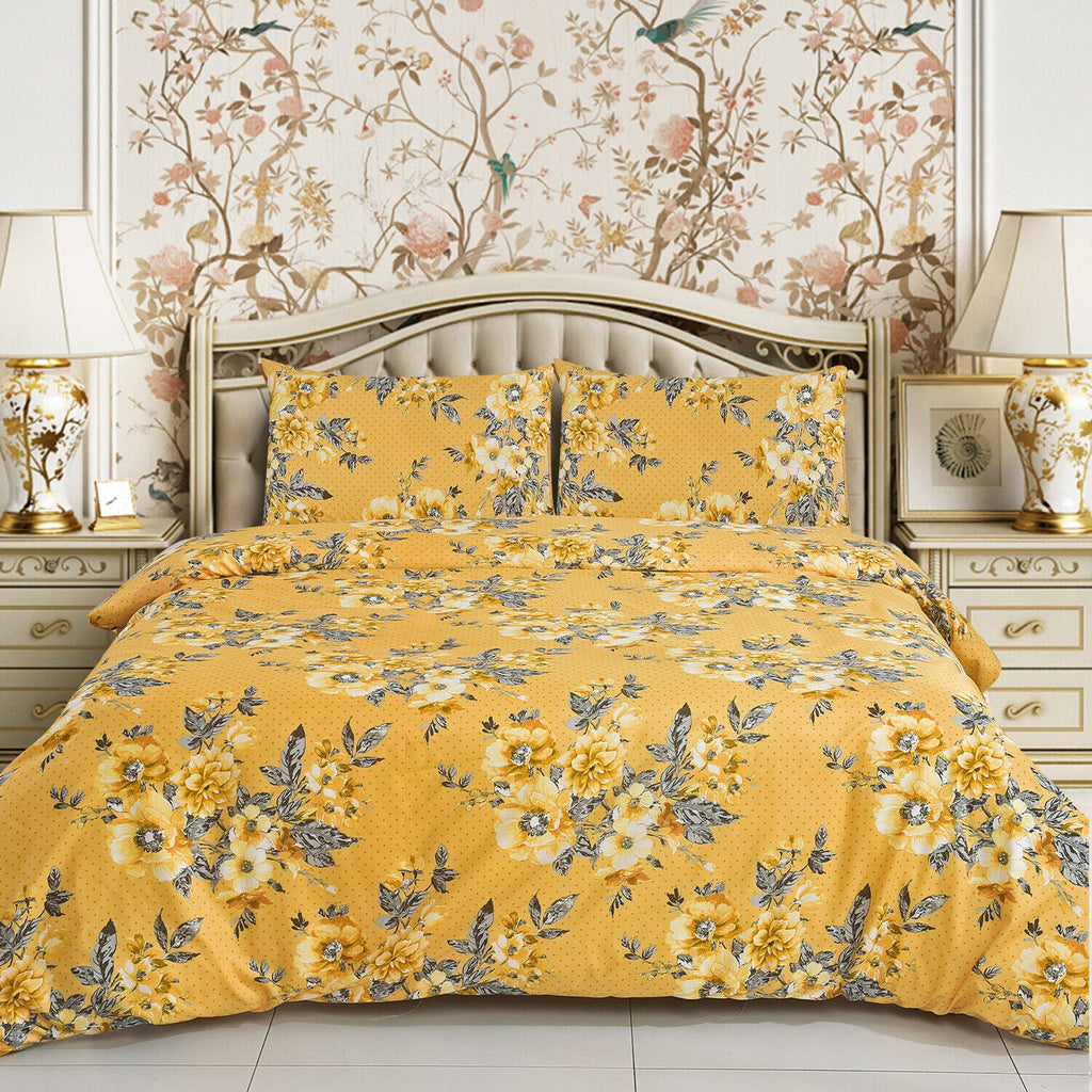 Hadi London 4 Piece Microfibre Bedding Set – Reversible Duvet Cover, Fitted Sheet & Pillowcases
