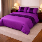 Hadi London Crushed Velvet Panel Duvet Cover Set – Luxury Soft Bedding with Matching Pillowcases