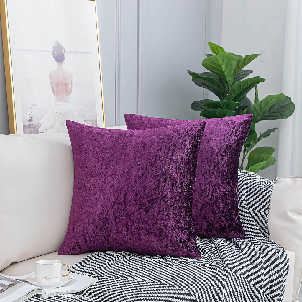 HADI LONDON Crushed Velvet Cushion Covers Pack of 2 – Soft Luxury Square Covers for Sofa & Bed | 17x17 to 24x24