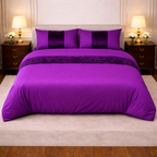 Hadi London Crushed Velvet Panel Duvet Cover Set – Luxury Soft Bedding with Matching Pillowcases